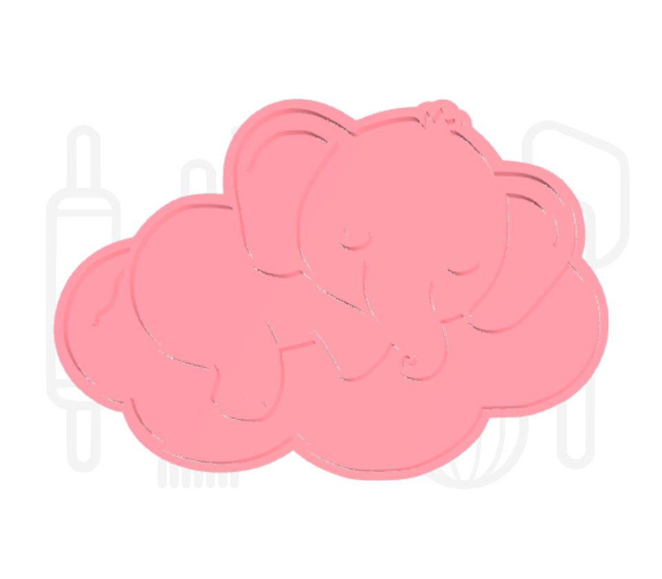 Olifant op wolk uitsteker + stempel - 3D-geprint