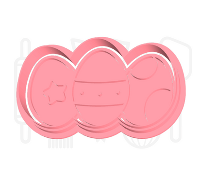 Drie paaseieren uitsteker + stempel - 3D-geprint