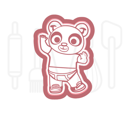 Tekenfilm panda uitsteker + stempel - 3D-geprint