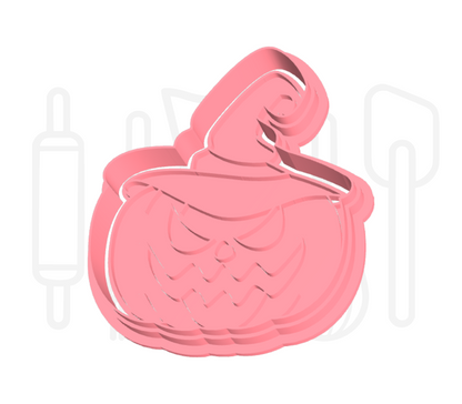 Pompoen met heksenhoed uitsteker + stempel - 3D-geprint