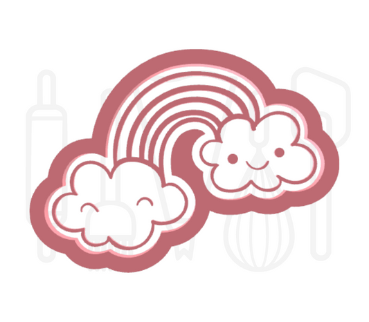 Regenboog met wolken uitsteker + stempel  - 3D geprint
