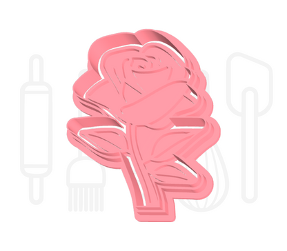 Roos op steel uitsteker + stempel - 3D-geprint
