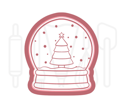 Sneeuwbol met kerstboom uitsteker + stempel - 3D-geprint