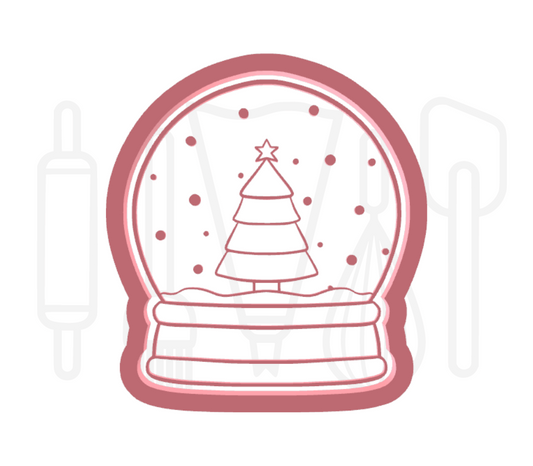 Sneeuwbol met kerstboom uitsteker + stempel - 3D-geprint