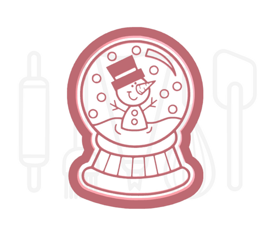 Sneeuwbol met sneeuwpop uitsteker + stempel - 3D-geprint