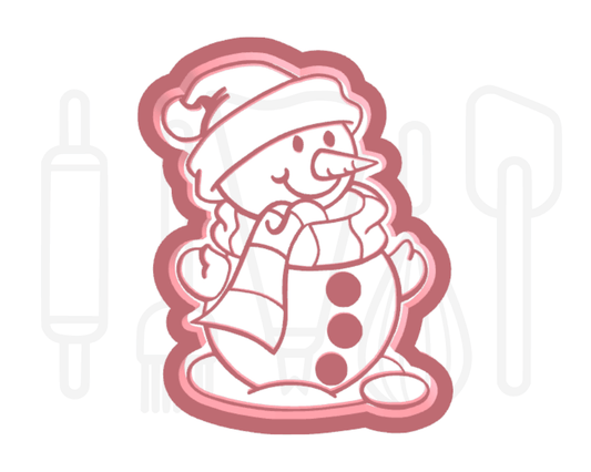 Sneeuwpop met kerstmuts uitsteker + stempel - 3D geprint