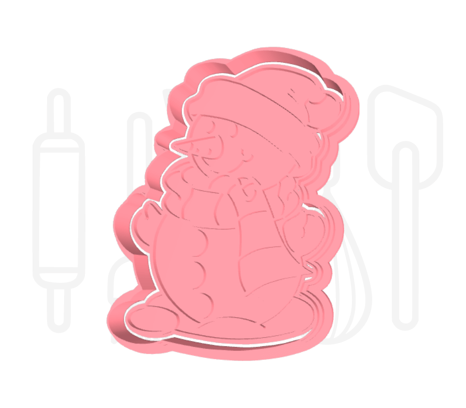 Sneeuwpop met kerstmuts uitsteker + stempel - 3D geprint