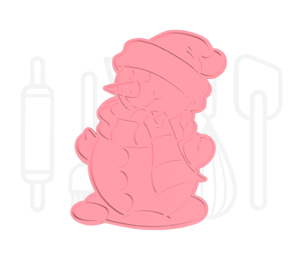Sneeuwpop met kerstmuts uitsteker + stempel - 3D geprint