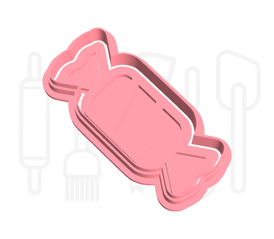 Snoepje langwerpig uitsteker + stempel - 3D-geprint