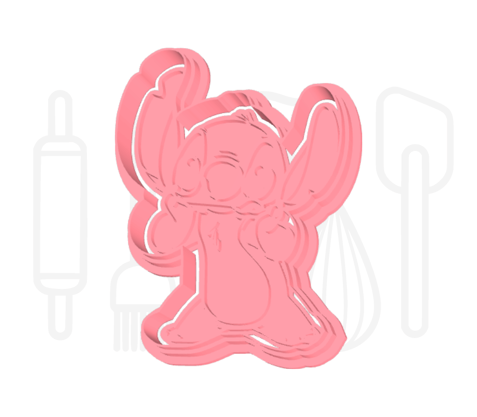 Monstertje staand uitsteker + stempel - 3D-geprint