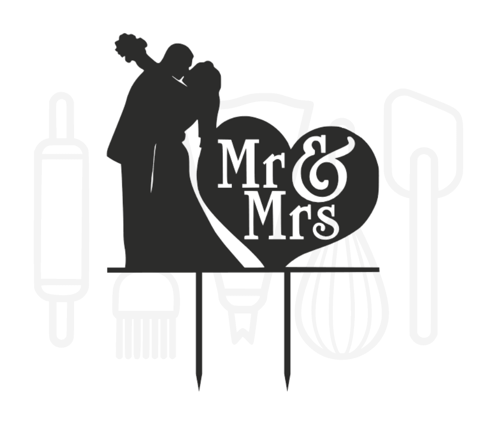 Taarttopper - Kussend bruidspaar mr & mrs