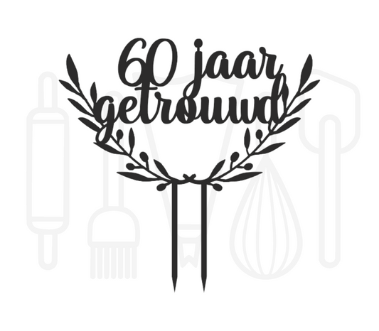 Taarttopper - Jaartal + getrouwd halve krans