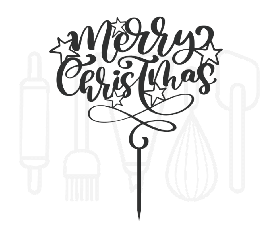 Taarttopper - Merry Christmas swirl met sterren