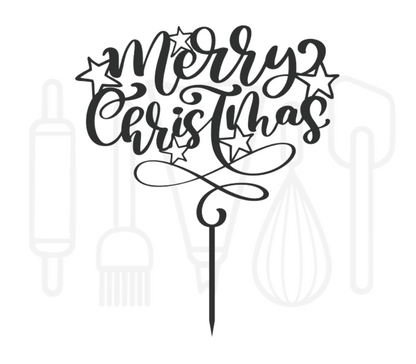 Taarttopper - Merry Christmas swirl met sterren