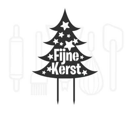 Taarttopper - Kerstboom fijne kerst met sterren