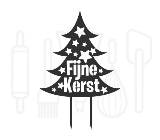 Taarttopper - Kerstboom fijne kerst met sterren
