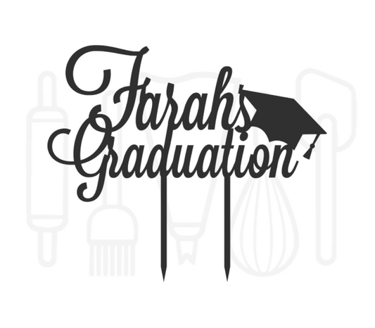 Taarttopper - graduation met hoedje + voornaam