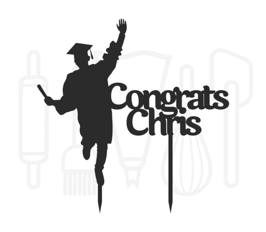 Taarttopper - Geslaagde jongen Congrats + voornaam