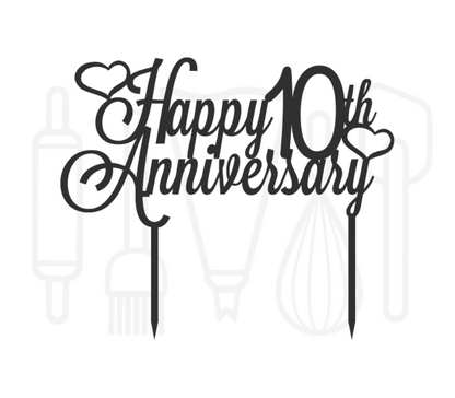 Taarttopper - Happy + jaartal + anniversary