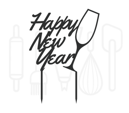 Taarttopper - Happy new year met champagneglas