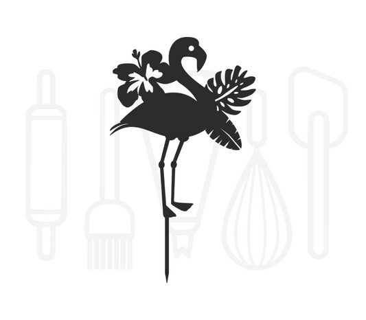 Taarttopper - Flamingo met tropische bladeren