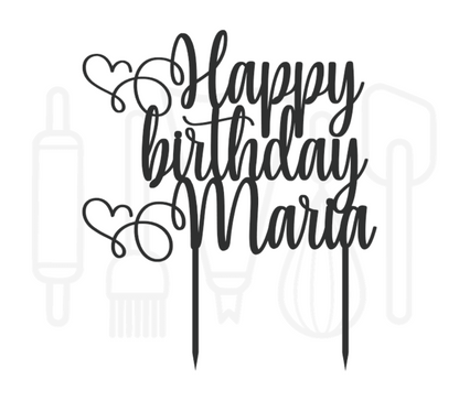 Taarttopper - Happy Birthday + voornaam 2