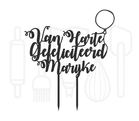 Taarttopper - Van harte gefeliciteerd Sierlijk + voornaam