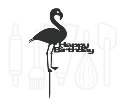 Taarttopper - Flamingo met Happy Birthday