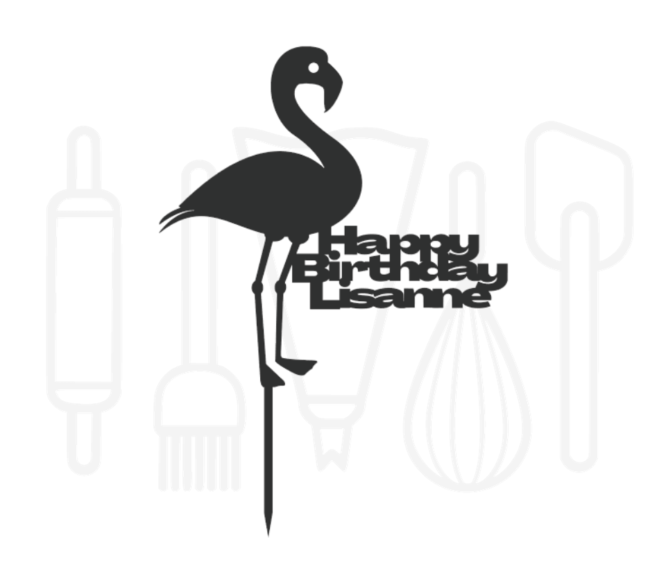 Taarttopper - Flamingo met Happy Birthday + voornaam