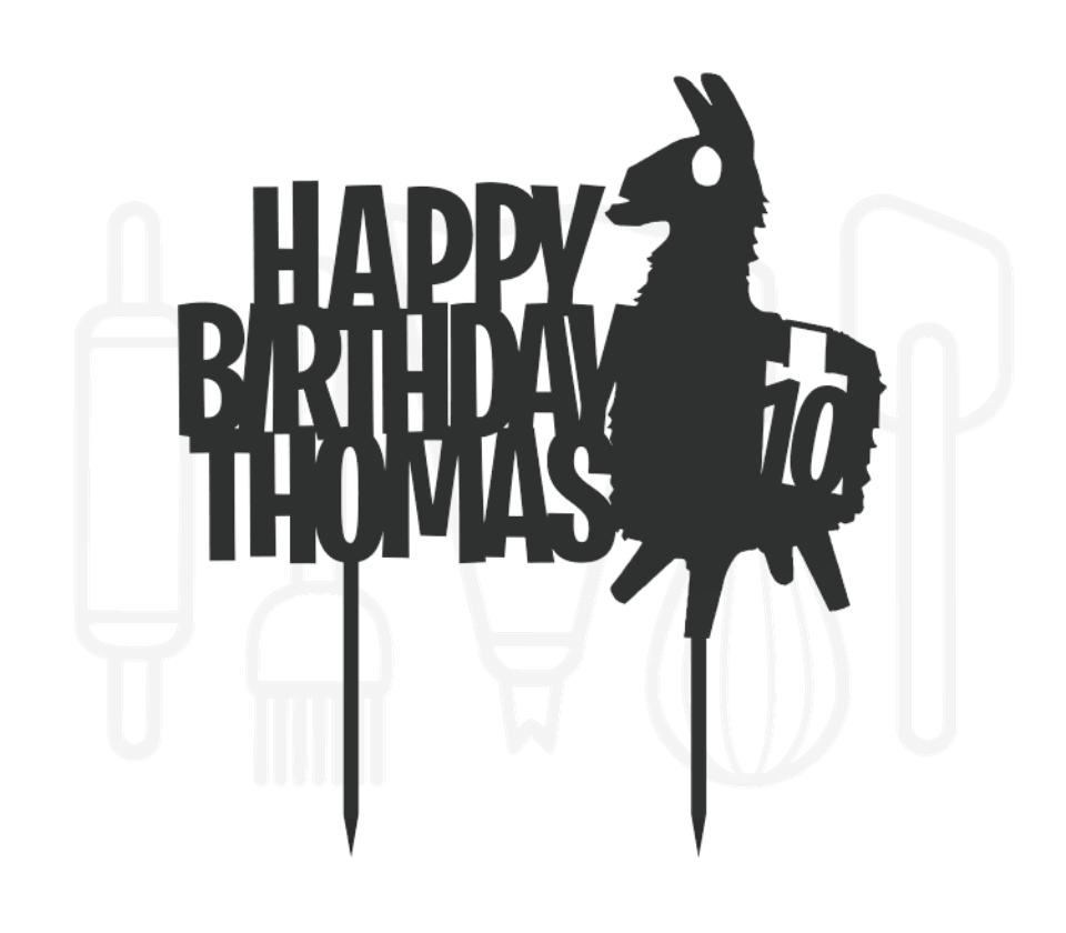Taarttopper - Fortnite lama happy birthday met voornaam + leeftijd