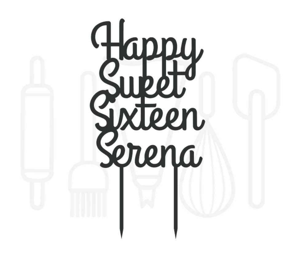 Taarttopper - Happy sweet sixteen + voornaam sierlijk