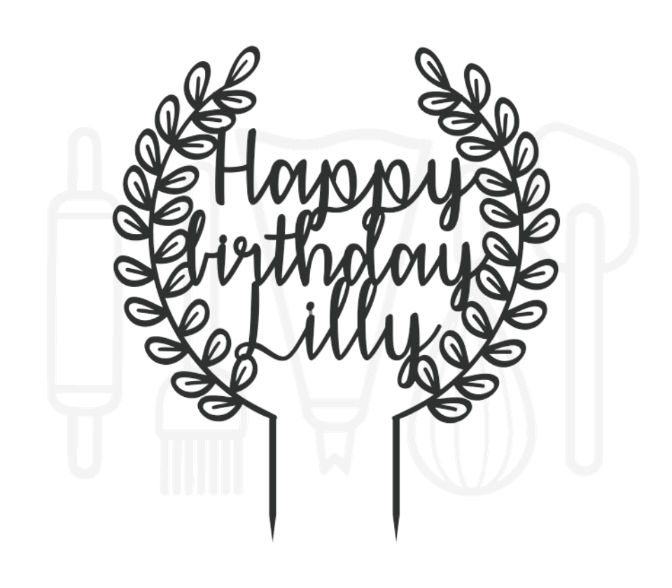 Taarttopper - Krans happy birthday + voornaam