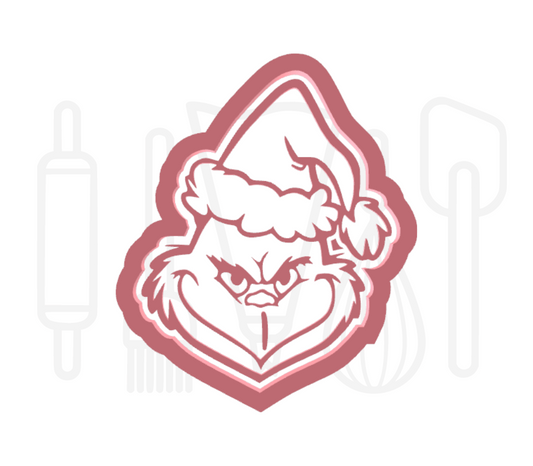 De Grinch met kerstmuts uitsteker + stempel - 3D-geprint