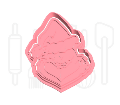 De Grinch met kerstmuts uitsteker + stempel - 3D-geprint