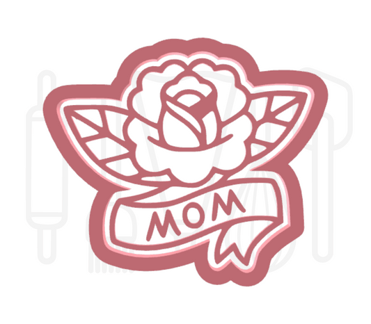 Mom met roos uitsteker + stempel - 3D-geprint