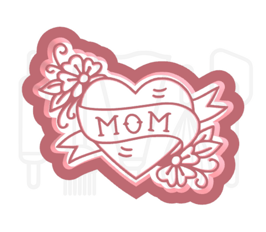 Mom in hart uitsteker + stempel - 3D-geprint