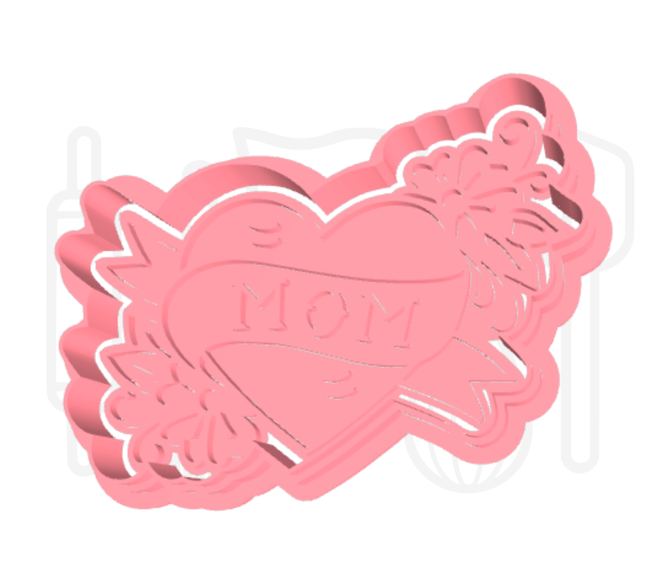 Mom in hart uitsteker + stempel - 3D-geprint