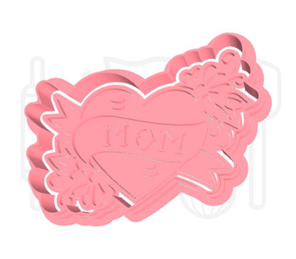 Mom in hart uitsteker + stempel - 3D-geprint