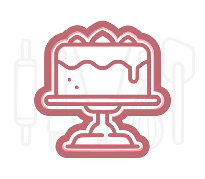 Taart op standaard uitsteker + stempel - 3D-geprint