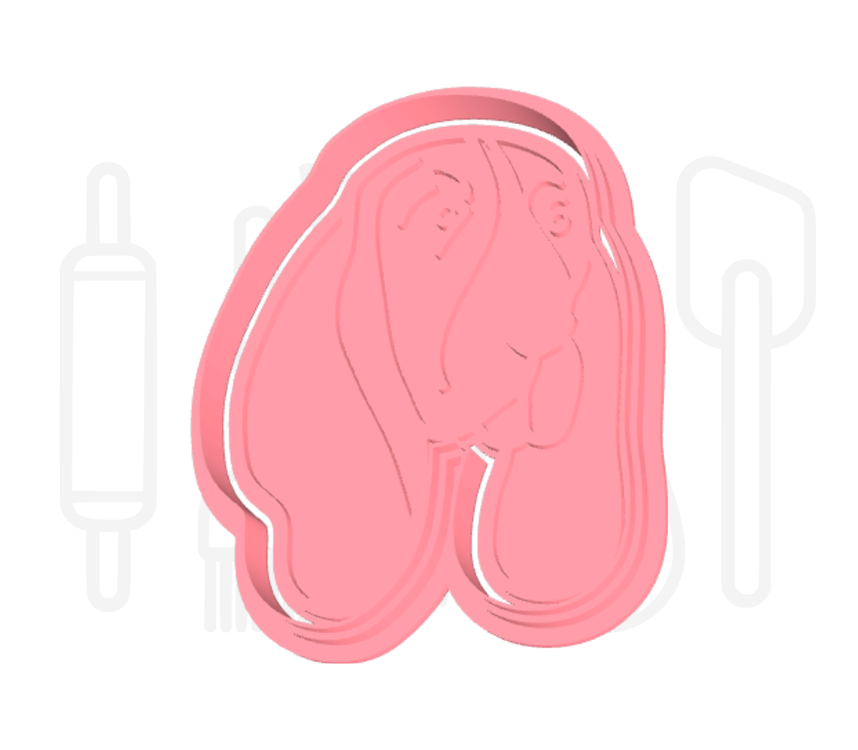 Basset hound uitsteker + stempel - 3D-geprint