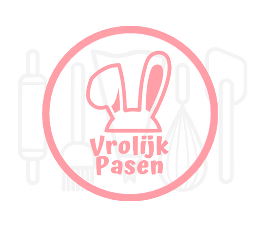 Fondant stempel Vrolijk pasen met paashaasoren - 3D Geprint