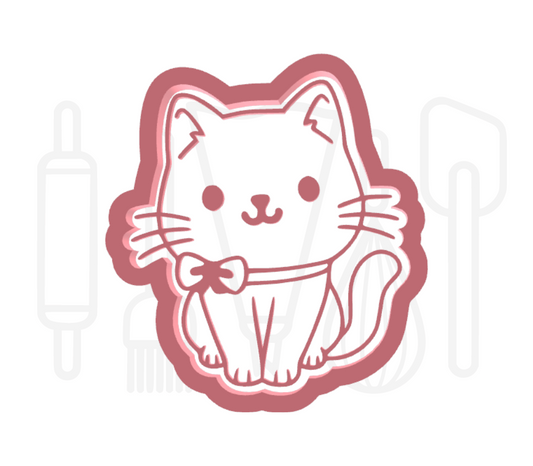 Kat zittend uitsteker + stempel - 3D-geprint