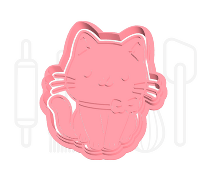 Kat zittend uitsteker + stempel - 3D-geprint
