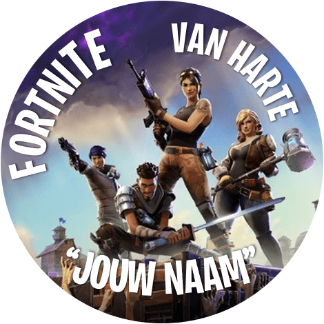 Fortnite eetbare print rond 20 cm - Van harte + eigen naam