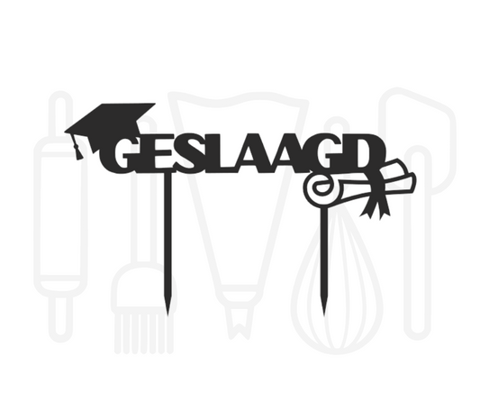 Taarttopper - Geslaagd met hoedje en diploma