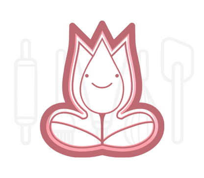Tulp met blad uitsteker + stempel - 3D geprint