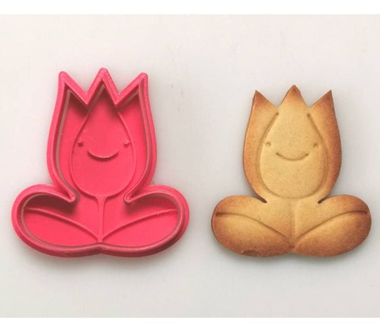 Tulp met blad uitsteker + stempel - 3D geprint